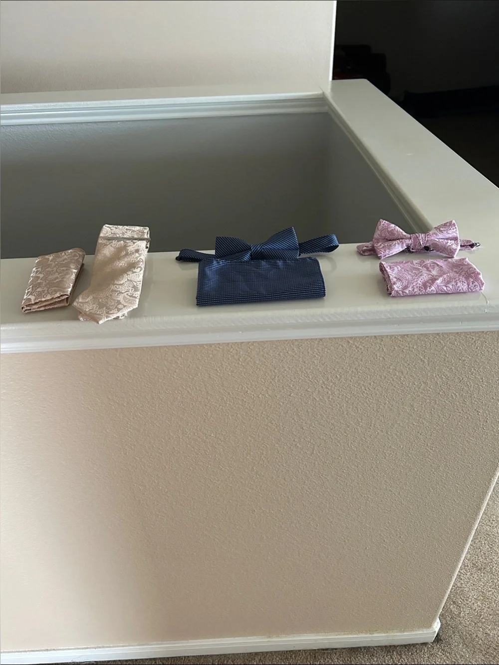 Kids Satin Bow Tie and Pocket Square Set - Blue, Pink, Champagne